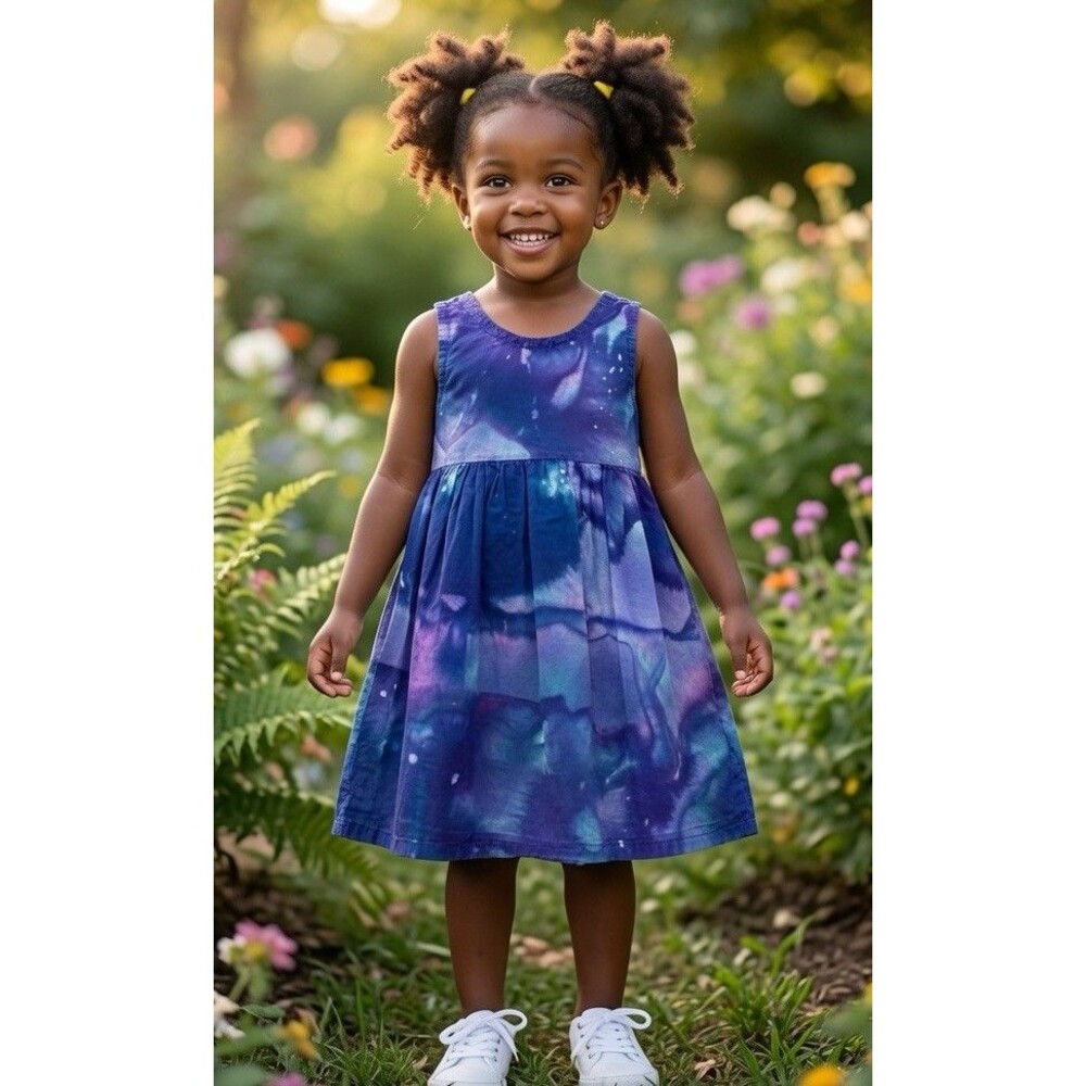 Girls Global Mamas Dress 4 100% Organic Cotton Dress Sundress Galaxy Dopamine